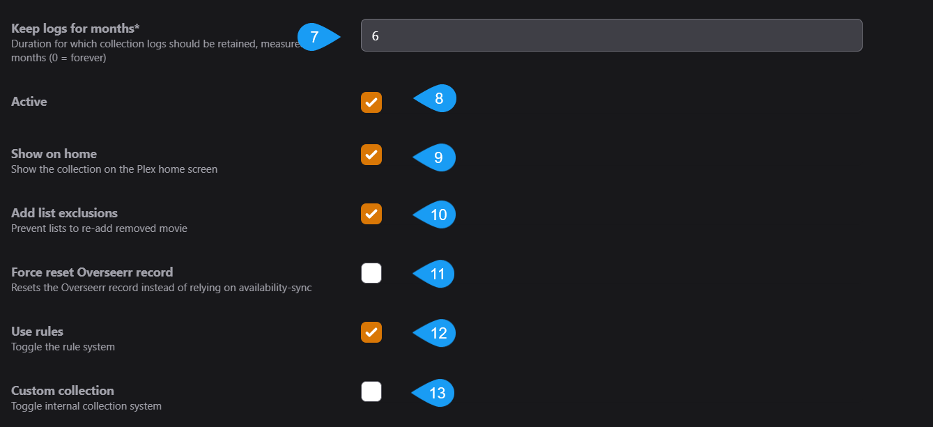 Additional rule settings